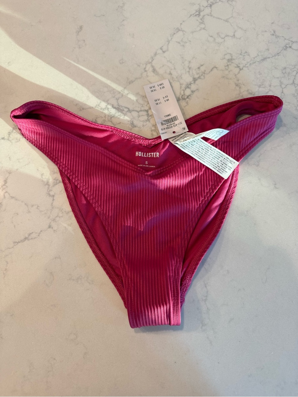 Hollister Ribbed Bikini Bottom in Hot Pink